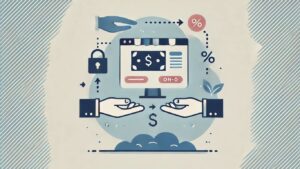 サイト売却の相場と価格の決まり方をイメージしたミニマルなベクターイラスト
