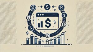 ウェブサイトの査定と売却プロセスを示すシンプルなベクターイラスト